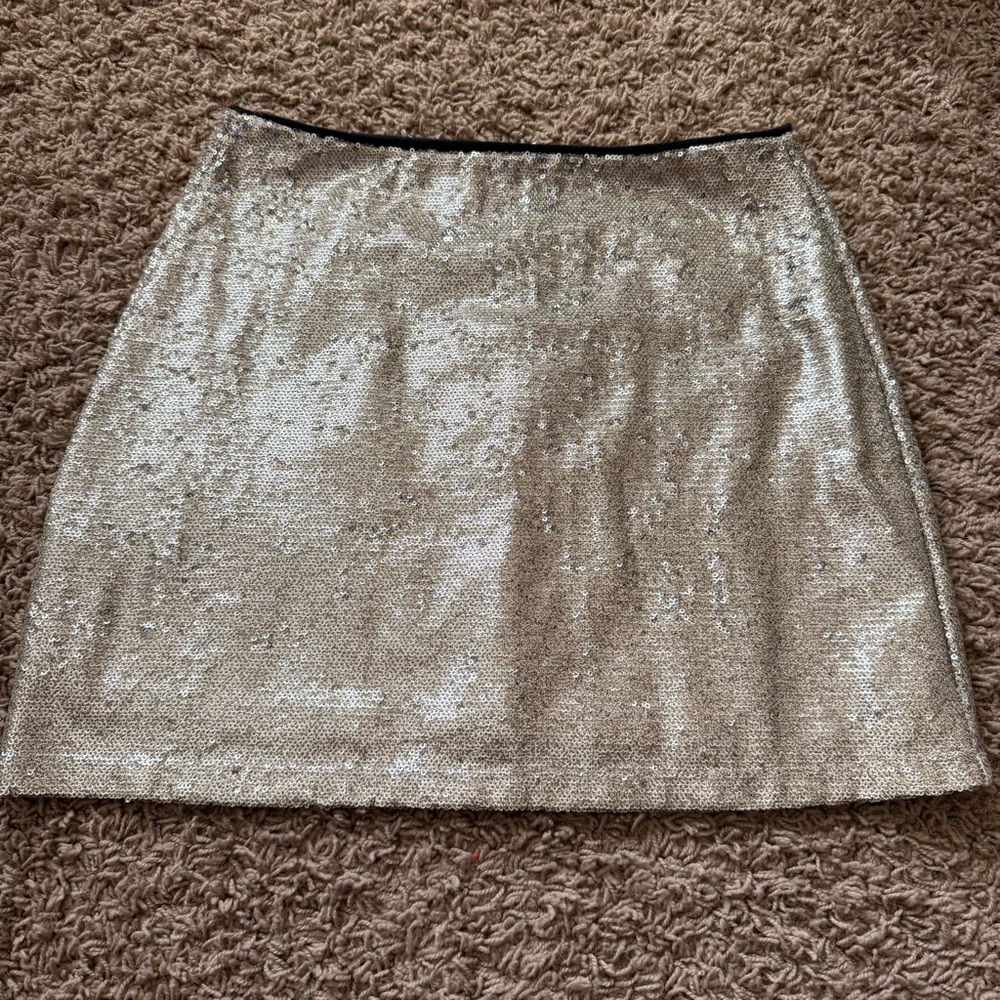 Forever 21 XX1 Medium Gold Sequin Mini Skirt RN 94981 Disco Sorority College